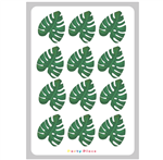 Stickers plancha Hojas de filodendro 12s 1u